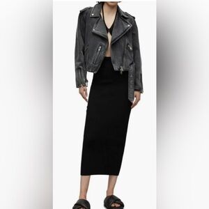 AllSaints Balfern Washed Black Denim Jacket US 2